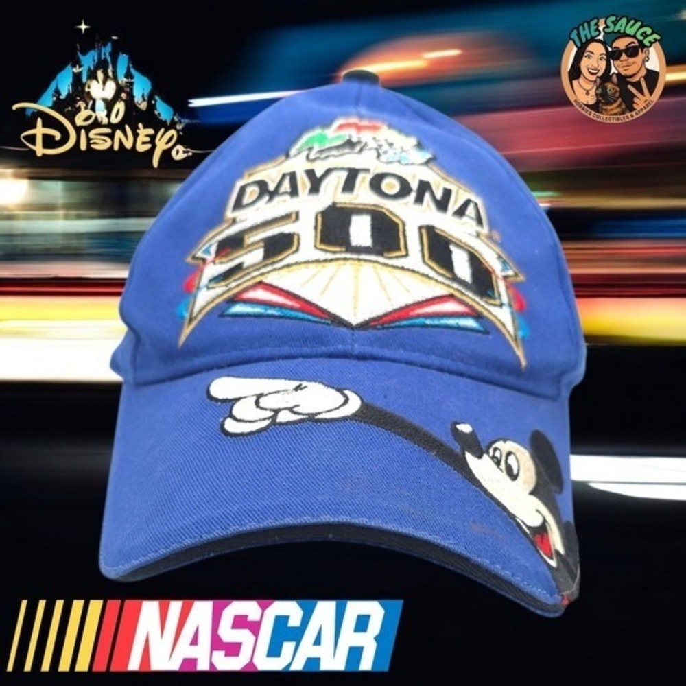 Vintage Disney Daytona 500 NASCAR 2004 Youth Baseball Cap Blue Mickey Mouse